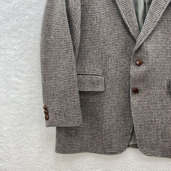 VTG Levi Strauss Tailored Classic Wool Tweed Sport Coat 2 Leather Button Men 44R - Picture 8 of 16